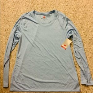 Hanes Sport Active Wear Light Blue Long Sleeve Shirt XL NWT